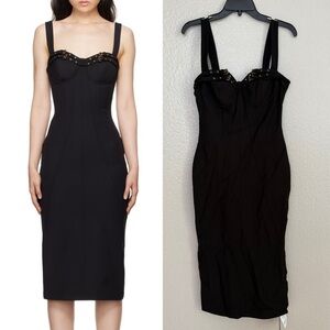 NWT VERSACE JEANS COUTURE
Black Baroque Buckle Bustier Midi Dress